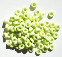 100 3x7mm Rough Cut Chalk Lime Glass Spacer Beads